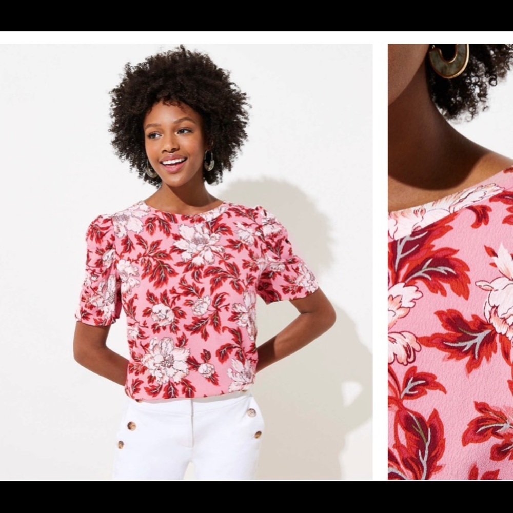 Floral Cinched Puff Sleeve Top